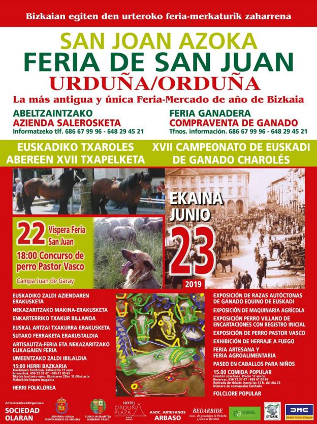 Programa de la feria de San Juan 2019 en Orduña El Correo